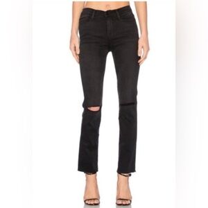 Frame Le High Straight Leg Denim Dark Grey